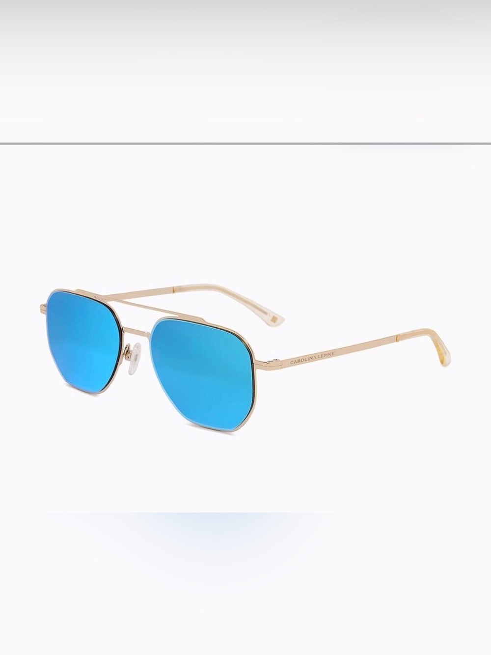 Carolina Lemke Tyson Gold Blue Mirrored Aviator Sunglasses CL3458-03 NWT
